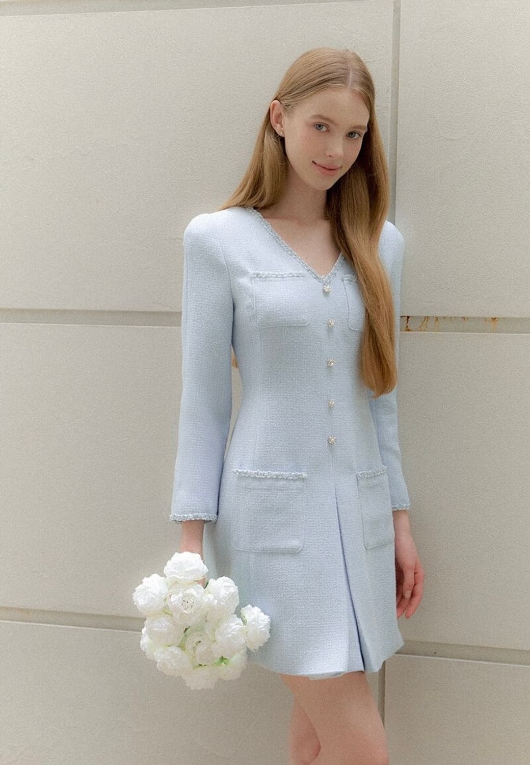 르로망 Tweed Pleats Trim Mini-Dress / Blue 상품이미지2