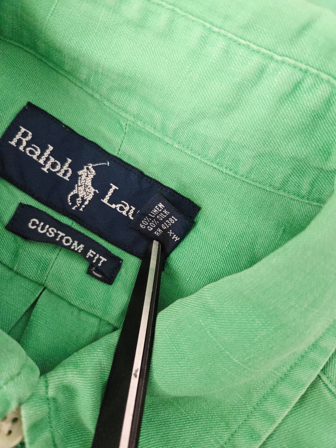폴로 랄프로렌 리넨 실크 혼방 반팔 셔츠 그린 상품이미지7