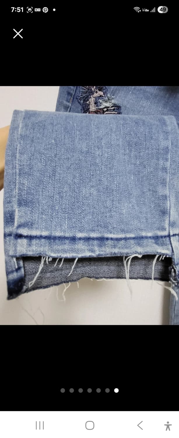 특가!오브제 자수  데님 청바지 M 55-66 상품이미지7