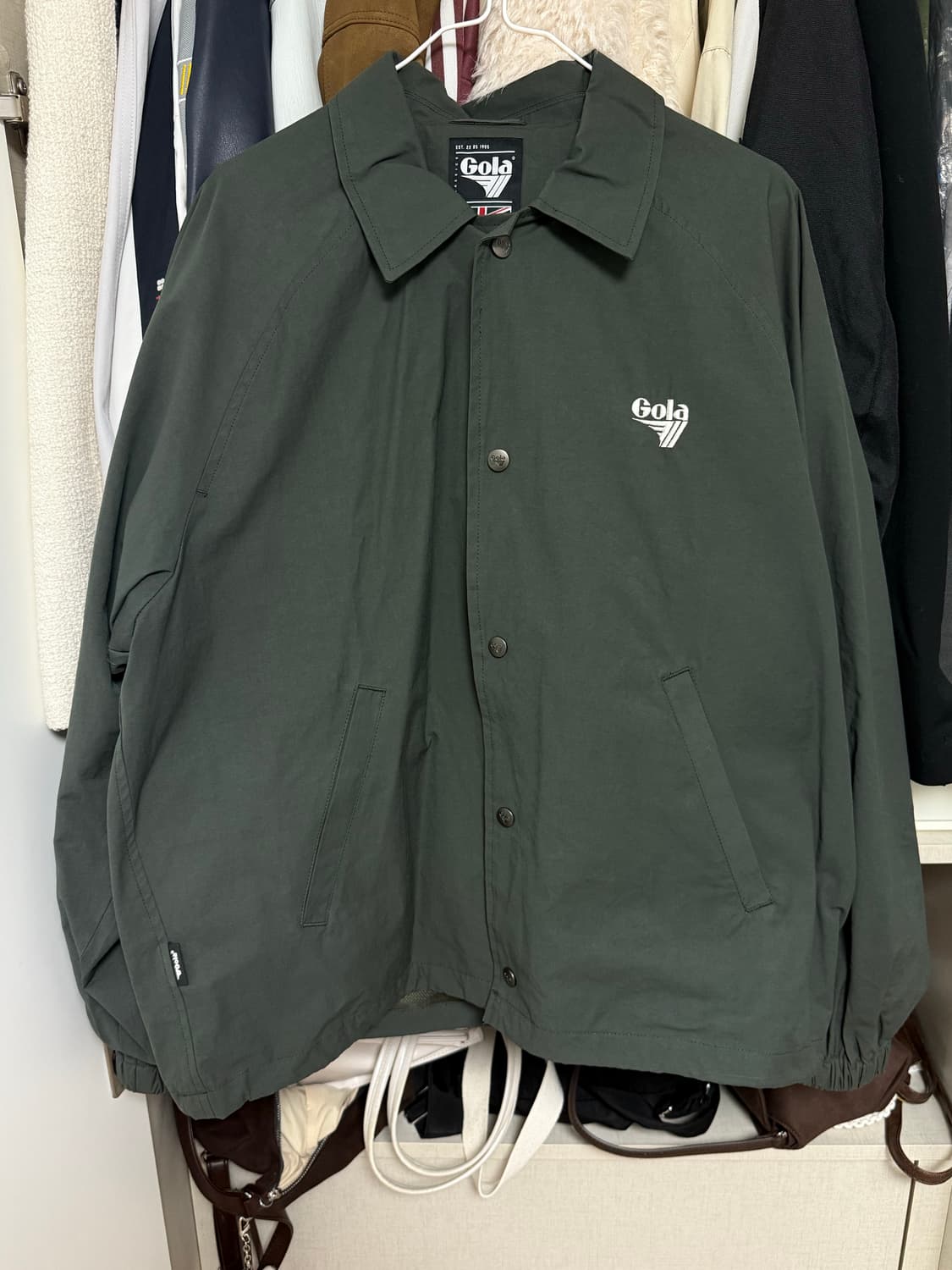 골라 코치자켓 카키 상품이미지6