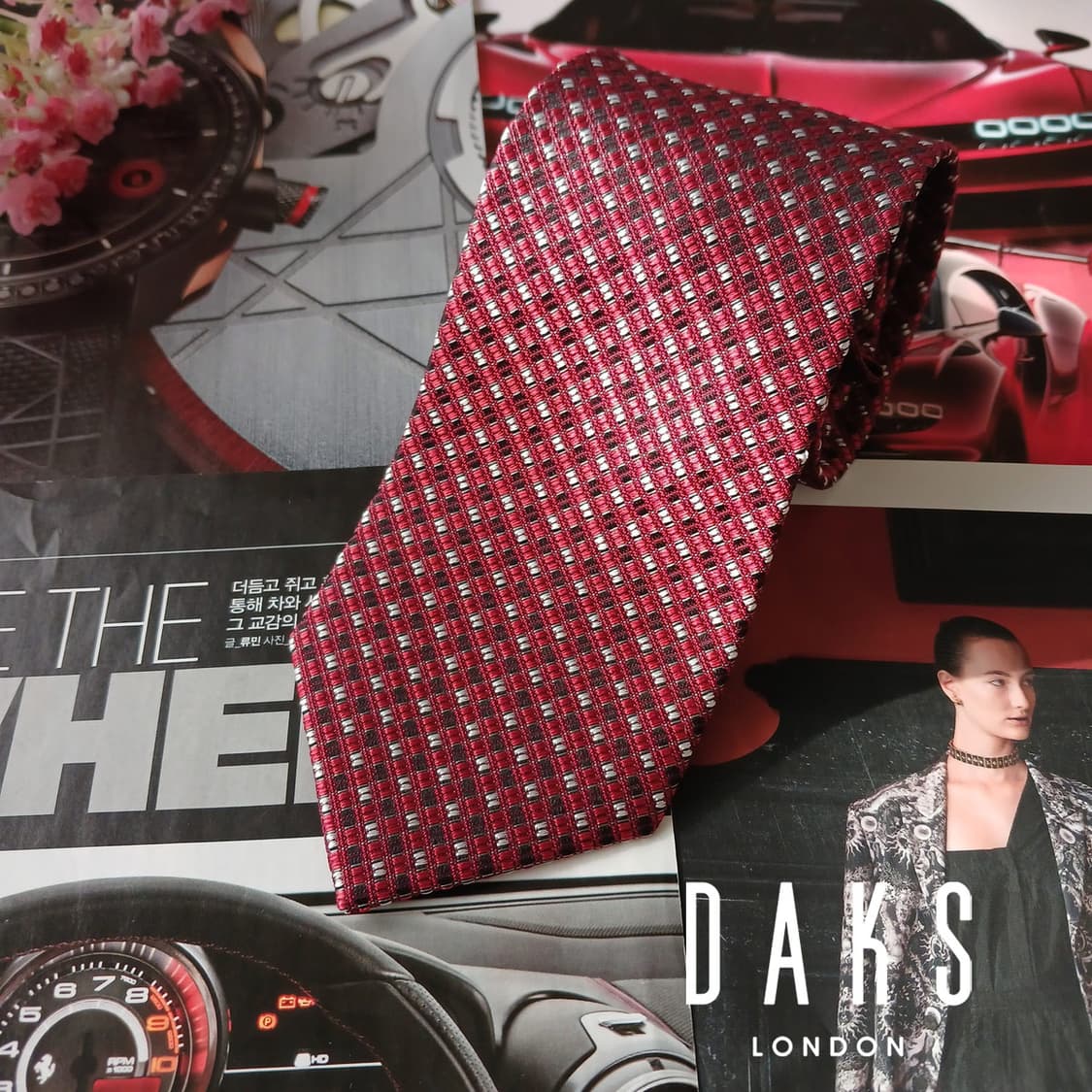 닥스 넥타이 레드 자카드 패턴 8cm A+등급 A19852 상품이미지2