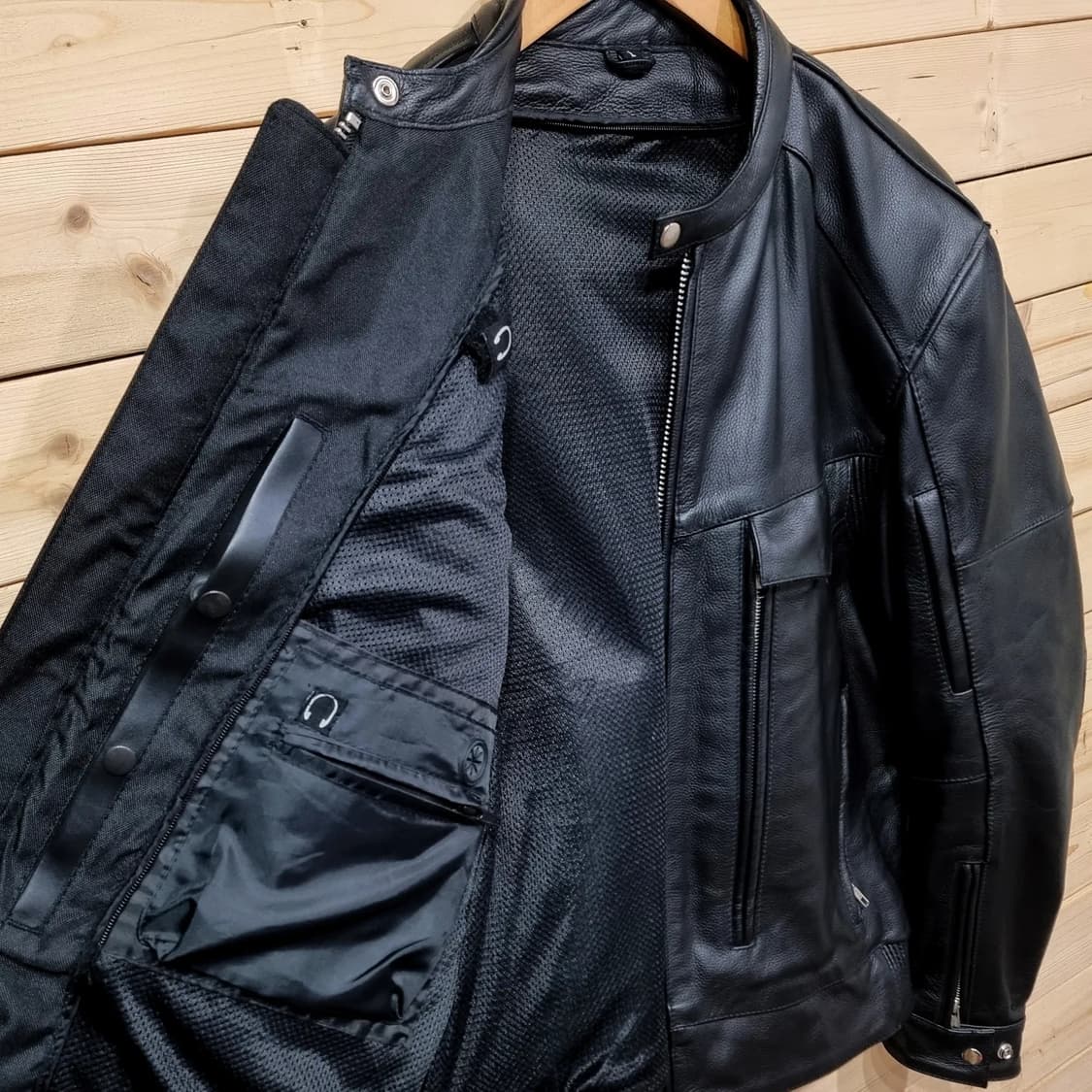 [L] 팔꿈치, 어깨보호 유틸리티 레더 바이커 자켓 상품이미지5