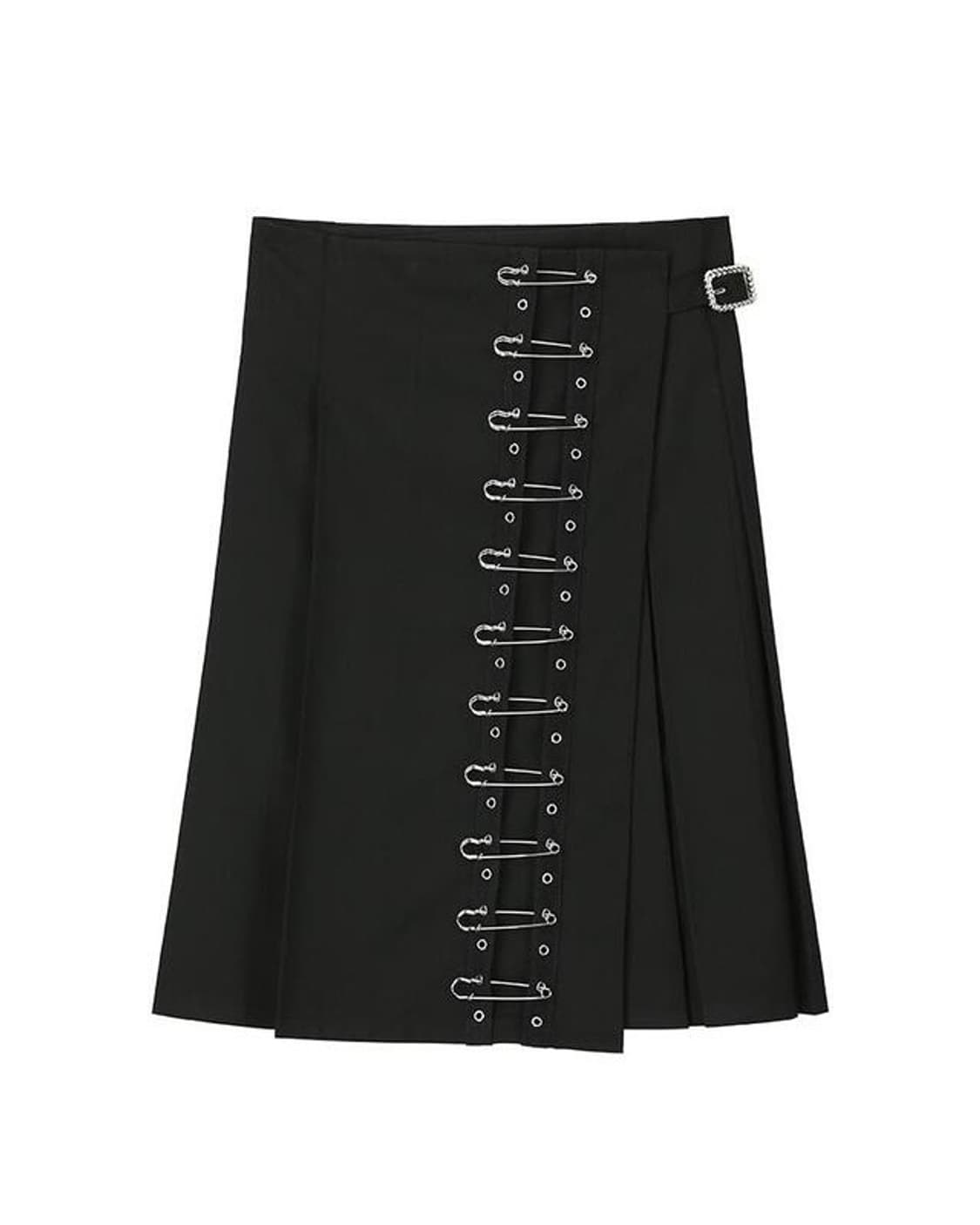 클럿스튜디오 0 9 옷핀 미디 랩 스커트 블랙 상품이미지2