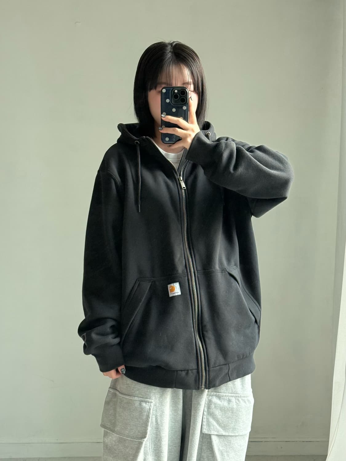 칼하트 블랙 후드집업 상품이미지1