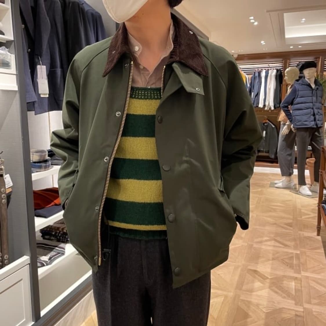 (새상품) 바버 빔즈 콜라보 별주 더블레이어 트랜스포트 38 자켓 네이비 상품이미지8