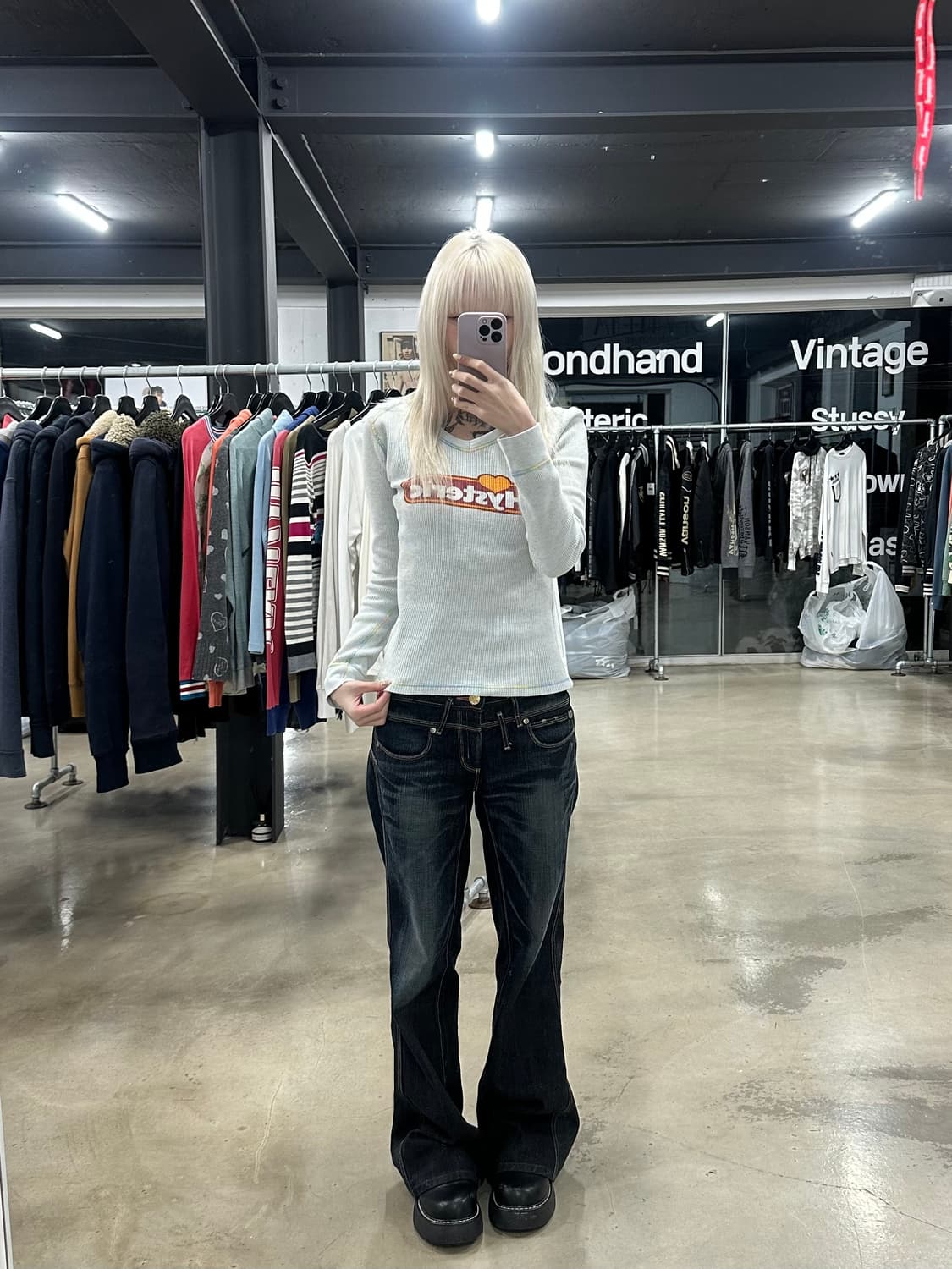 히스테릭 글래머 슬림핏 글리터 골지 니트 상품이미지2