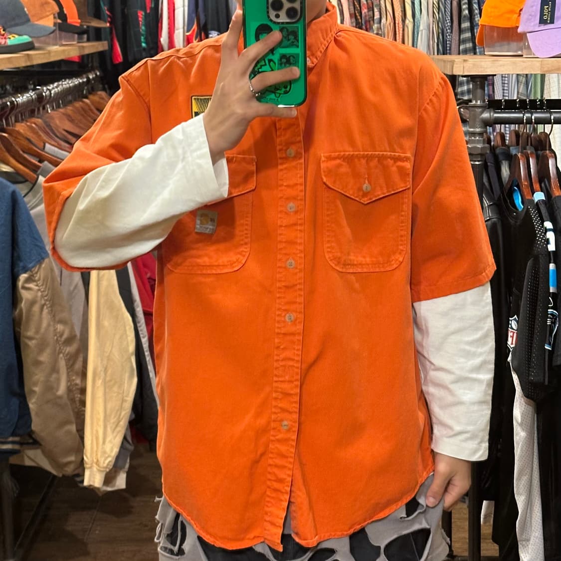 [HI] 칼하트 반팔 셔츠 오렌지 상품이미지2