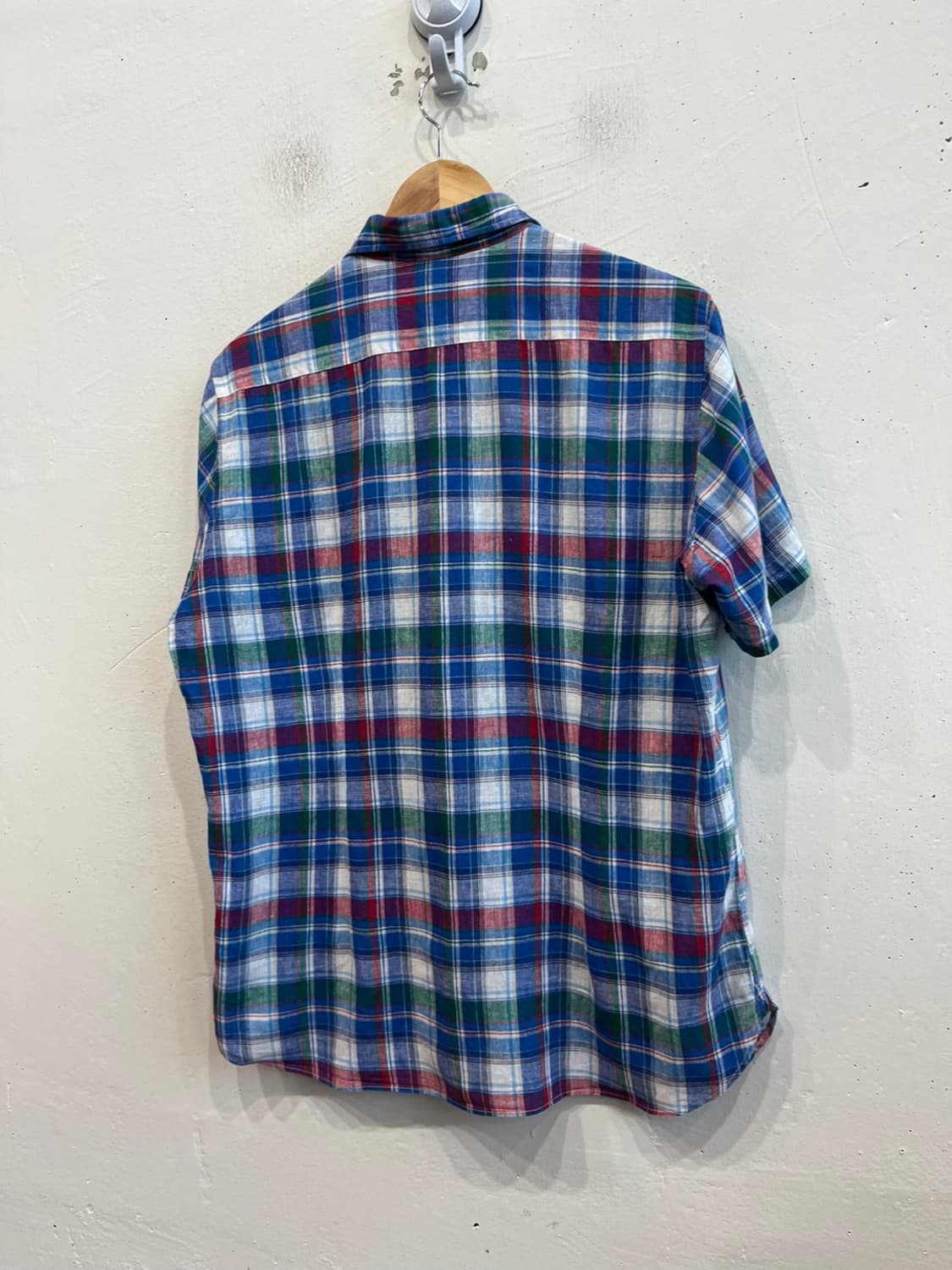 Made in ITALY 퓨어린넨 체크 반팔 셔츠 상품이미지3