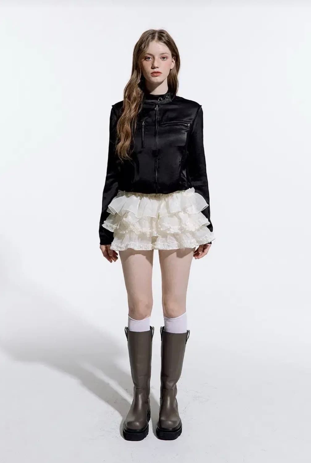 새상품) 러프넥 튜튜스커트 크림 상품이미지1