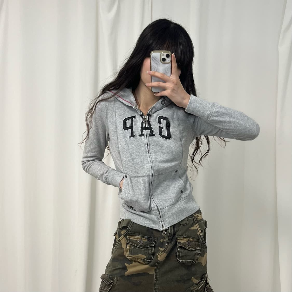 Gap 2way gray hood zip-up 상품이미지4