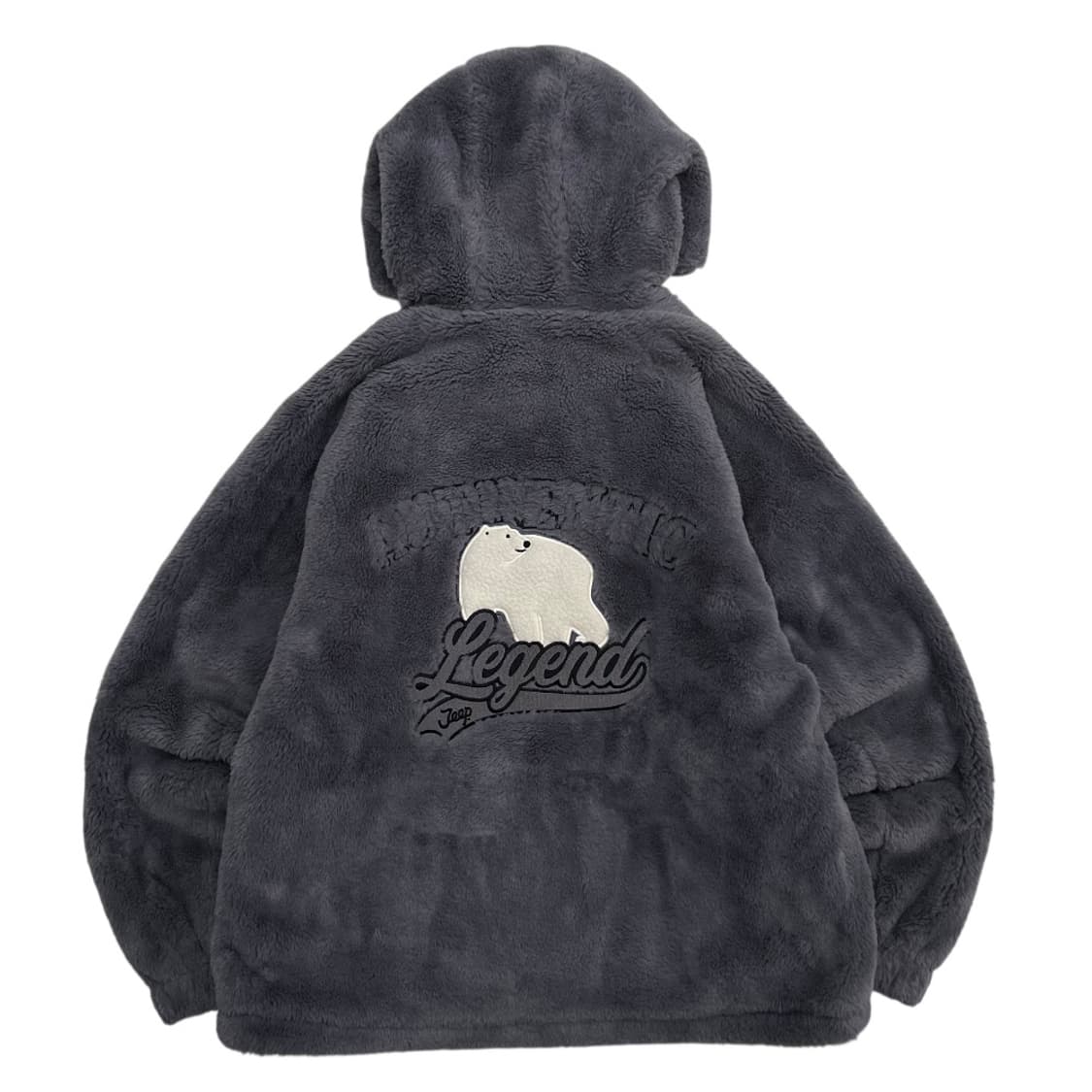 지프 곰돌이 패치로고 차콜 후리스 후드집업 S 상품이미지6
