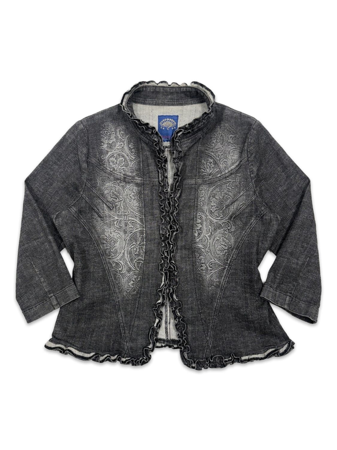 빈티지 블랙 프릴 오리엔탈 레터링 라인 자켓 상품이미지1