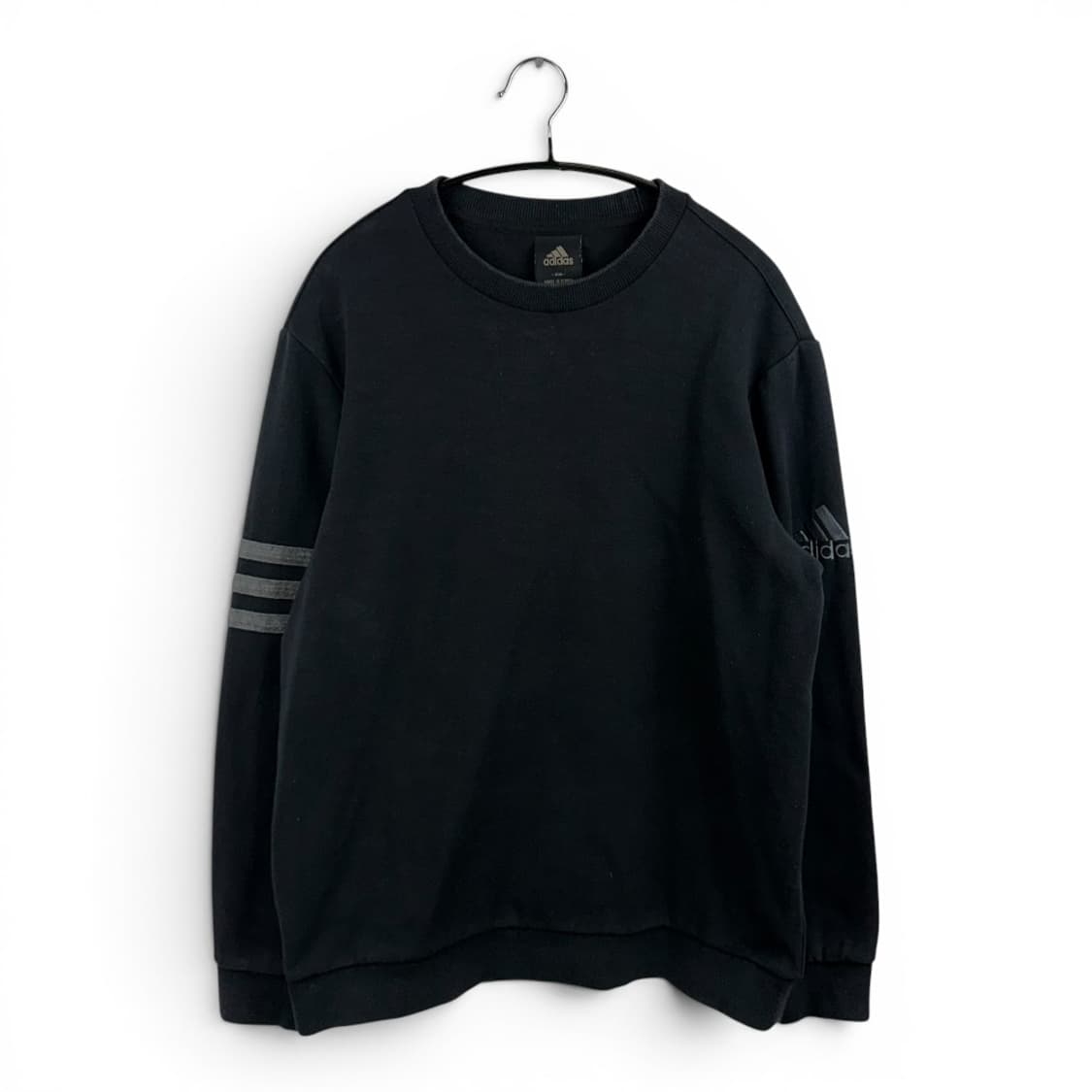 (100) 아디다스 삼선 견장 맨투맨 블랙 상품이미지1