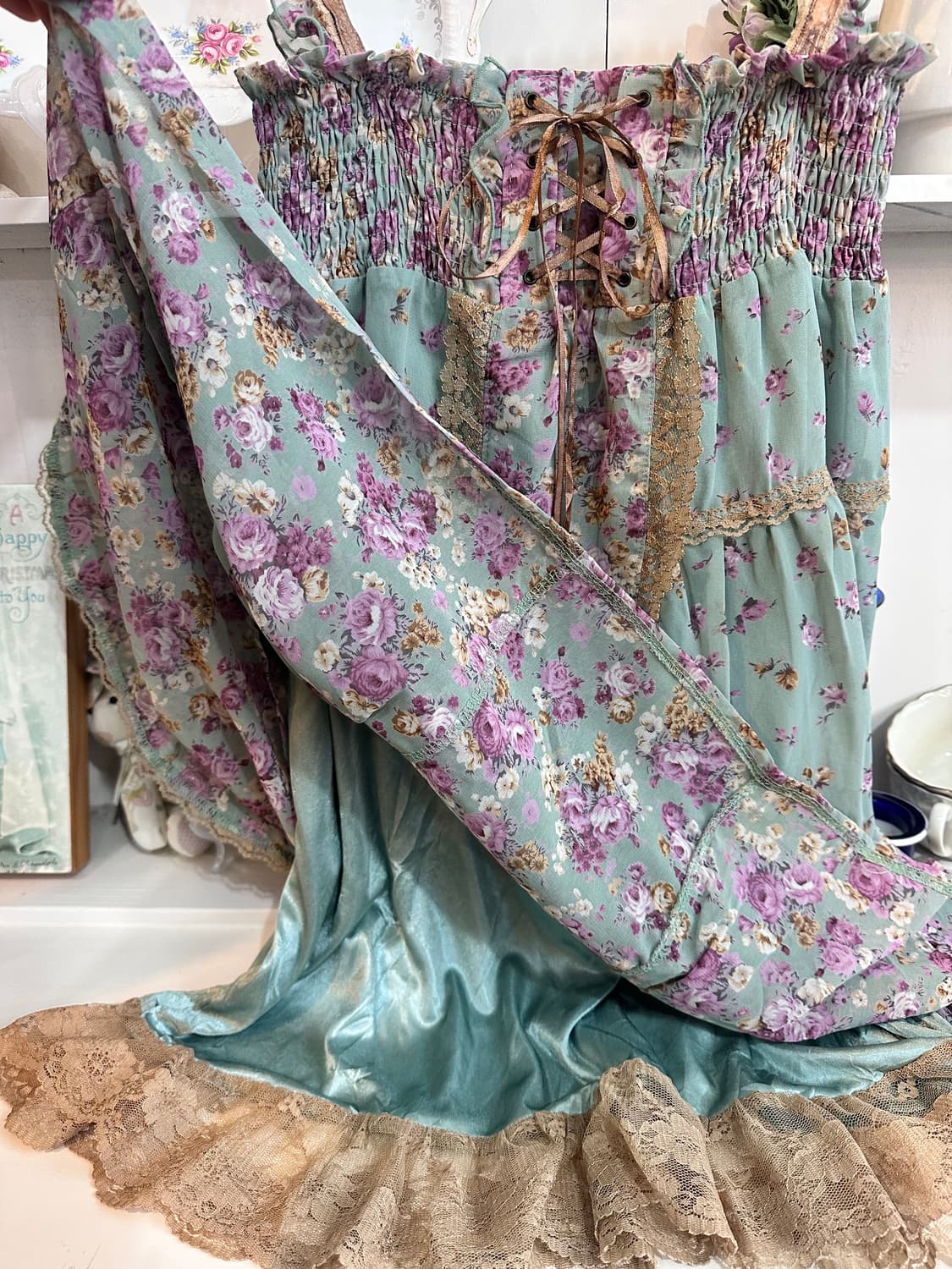 axes femme(액시즈팜) 로즈 플라워 코르셋 쉬폰 원피스 상품이미지6