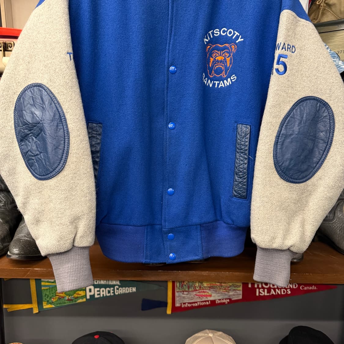 80~90s 캐나다 스포츠웨어 레더 트림 울바시티 자켓 N853   상품이미지4