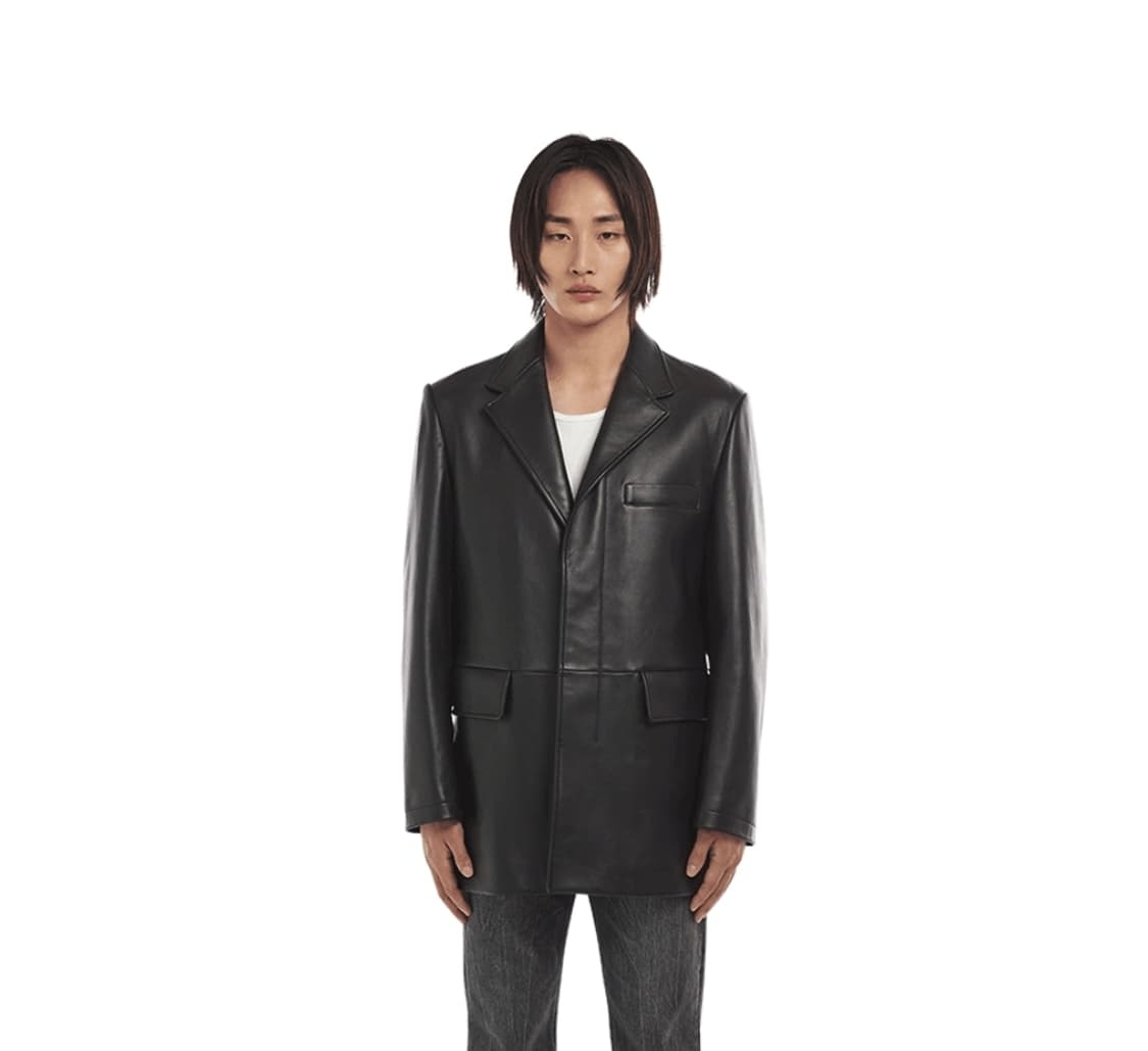 언지미크 대디핏 투버튼 램스킨 자켓 m 상품이미지2