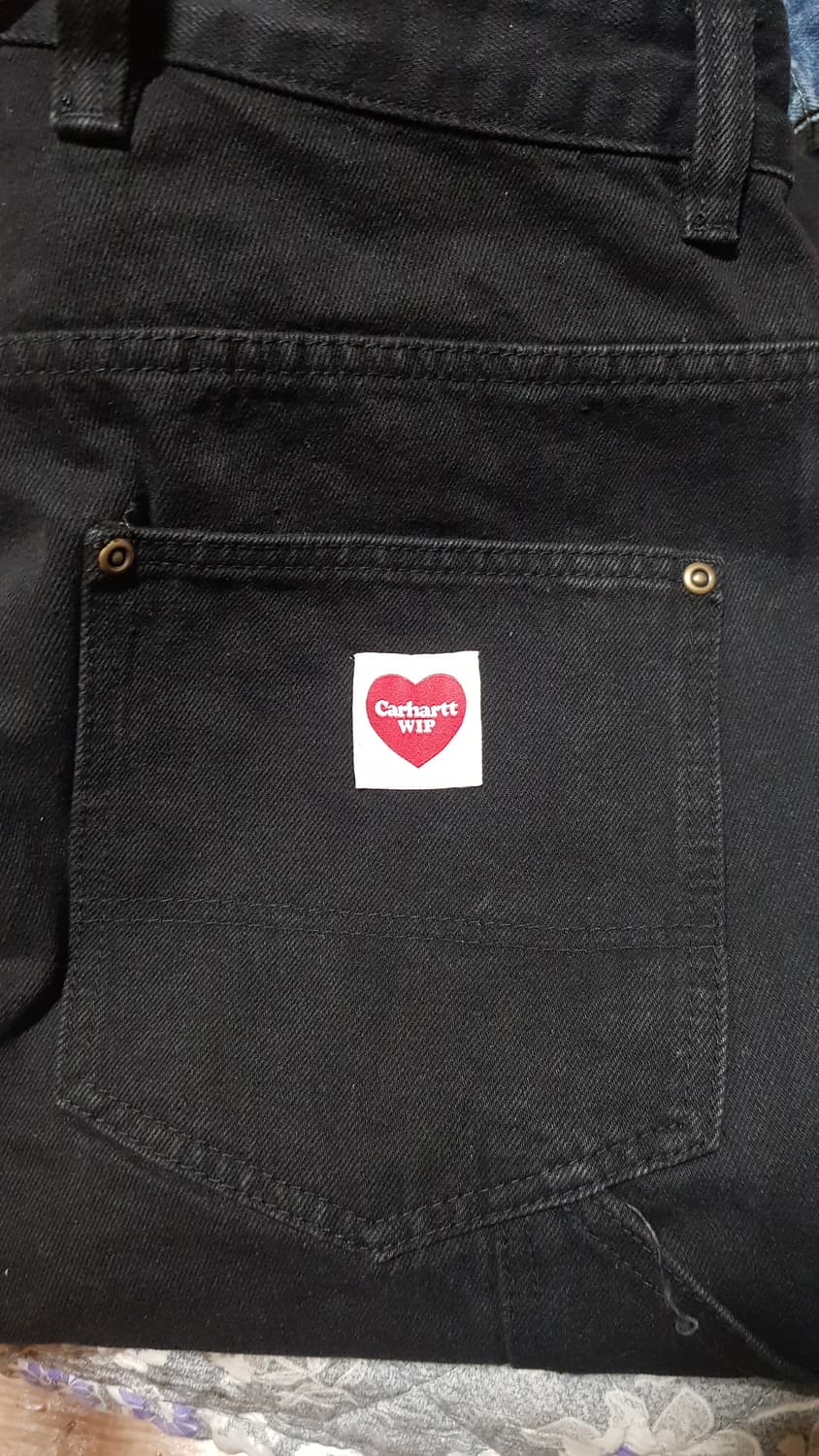 칼하트 WIP 내쉬 더블니 팬츠 블랙 린스드 상품이미지4