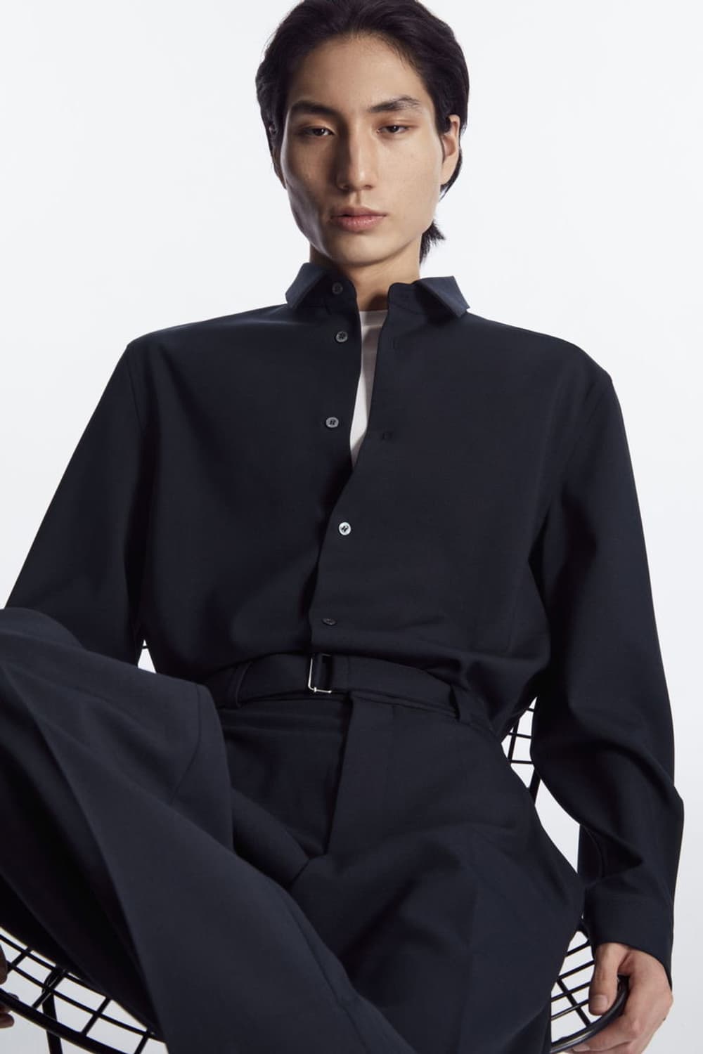 코스 COS 25fw 릴랙스드 울 블렌드 셔츠 black m size  상품이미지1