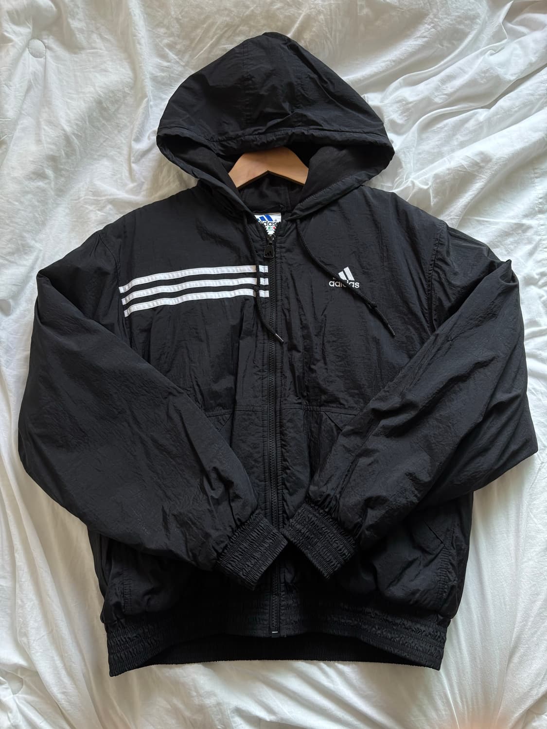 [빈티지]아디다스 올드스쿨 삼선 나일론 후드 점퍼 블랙 상품이미지1