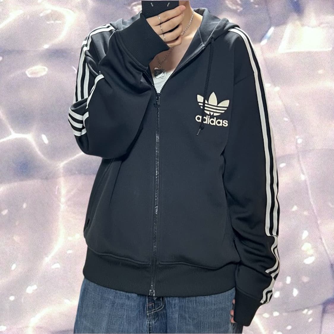 00s 아디다스 플락 후드 집업 져지 블랙 L 100  상품이미지2