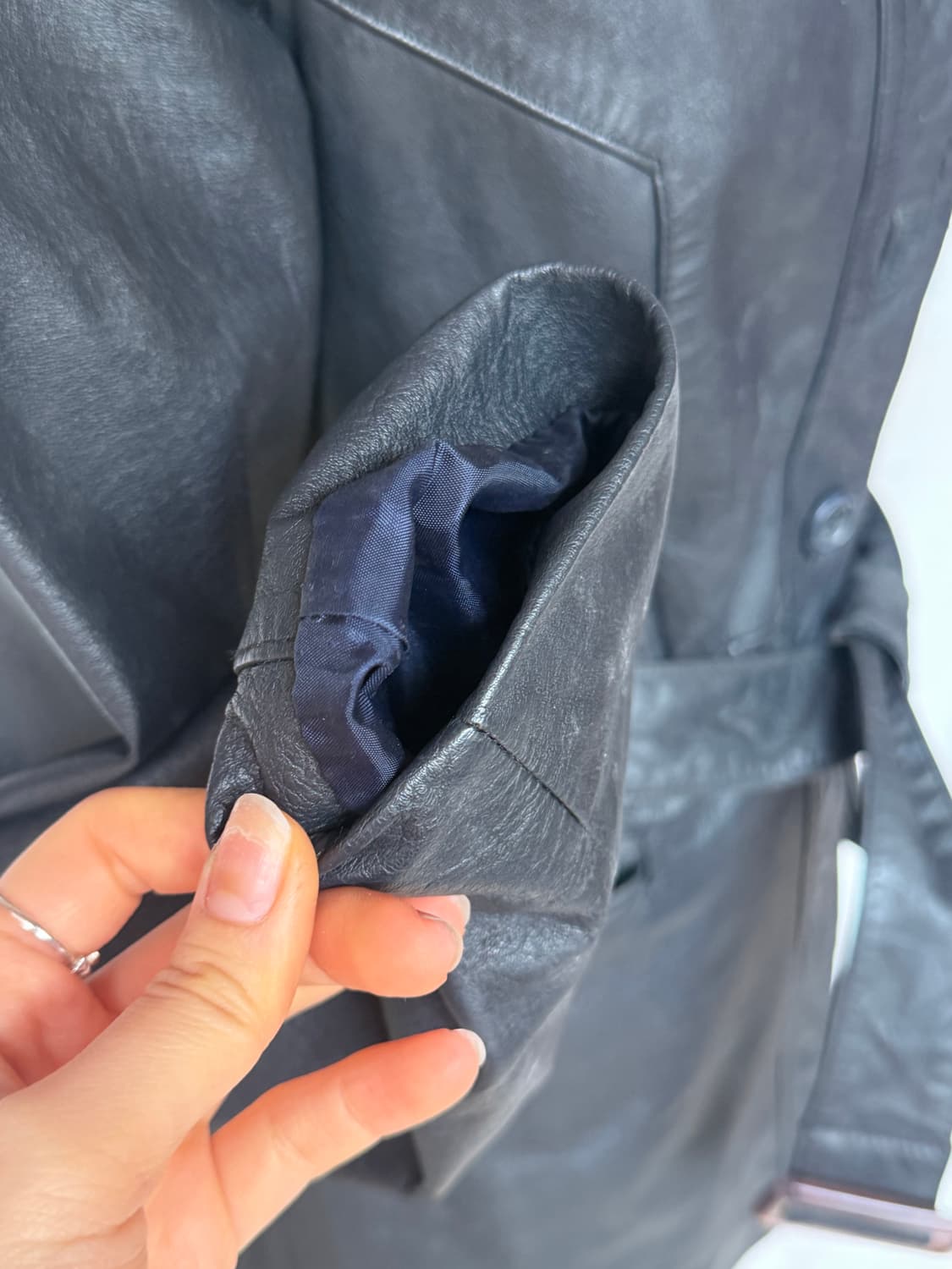 가죽자켓 블랙/네이비 상품이미지3