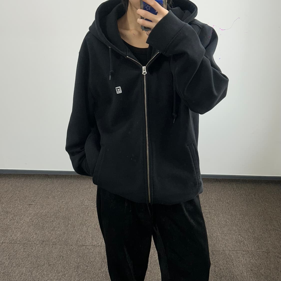 Obey 오베이 스몰로고 블랙 후드집업 상품이미지1