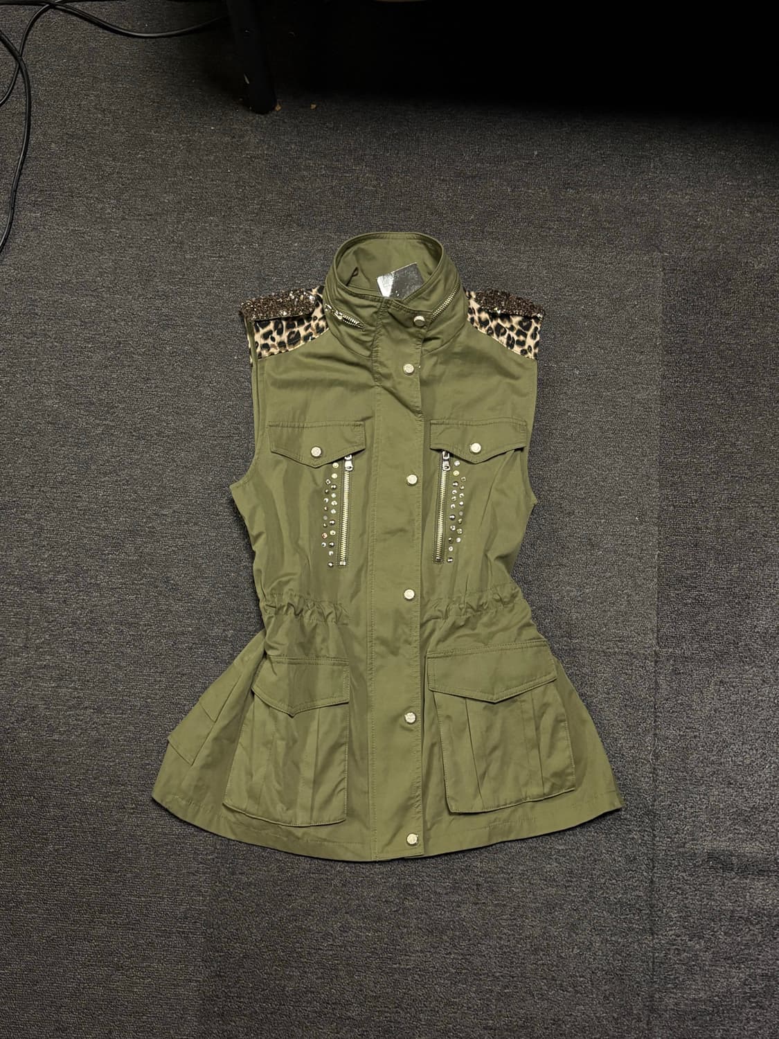 Gyaru Y2K Leopard vest skirt 상품이미지3