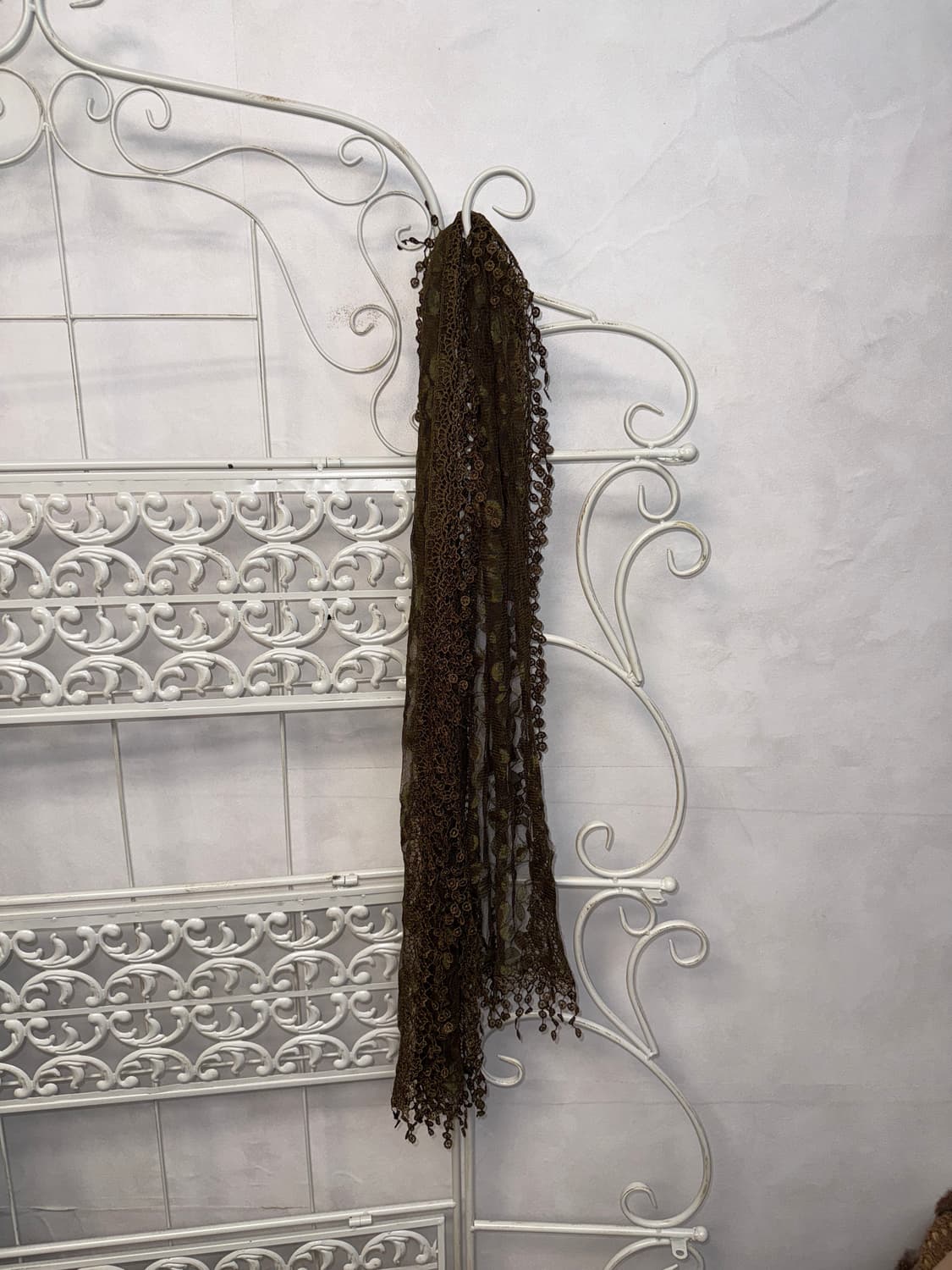 Khaki brown glitter floral lace scarf 상품이미지3