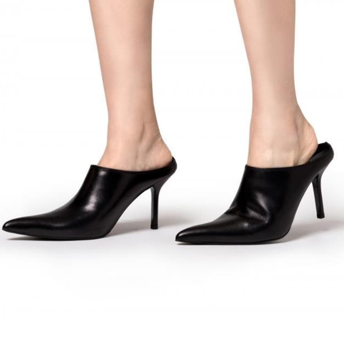 문이퀄블루 리얼 레더 하이힐 포인티트 토 뮬 250 상품이미지2