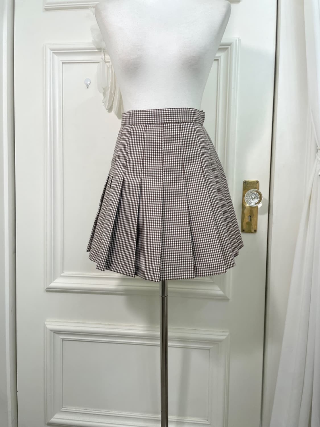 brown gingham check mori skirt(size-S) 상품이미지3