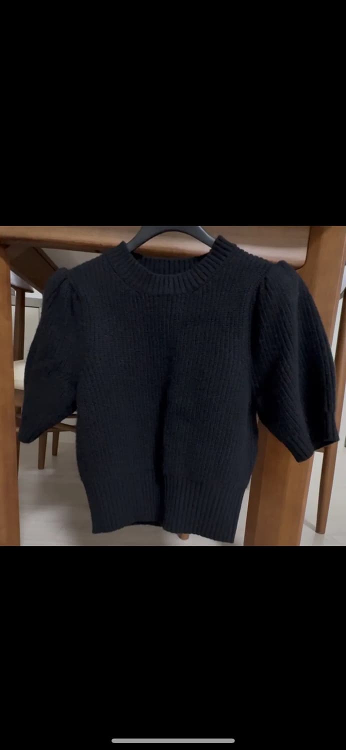 BPLAN 반팔 퍼프 패드 크롭 니트 블랙 상품이미지1