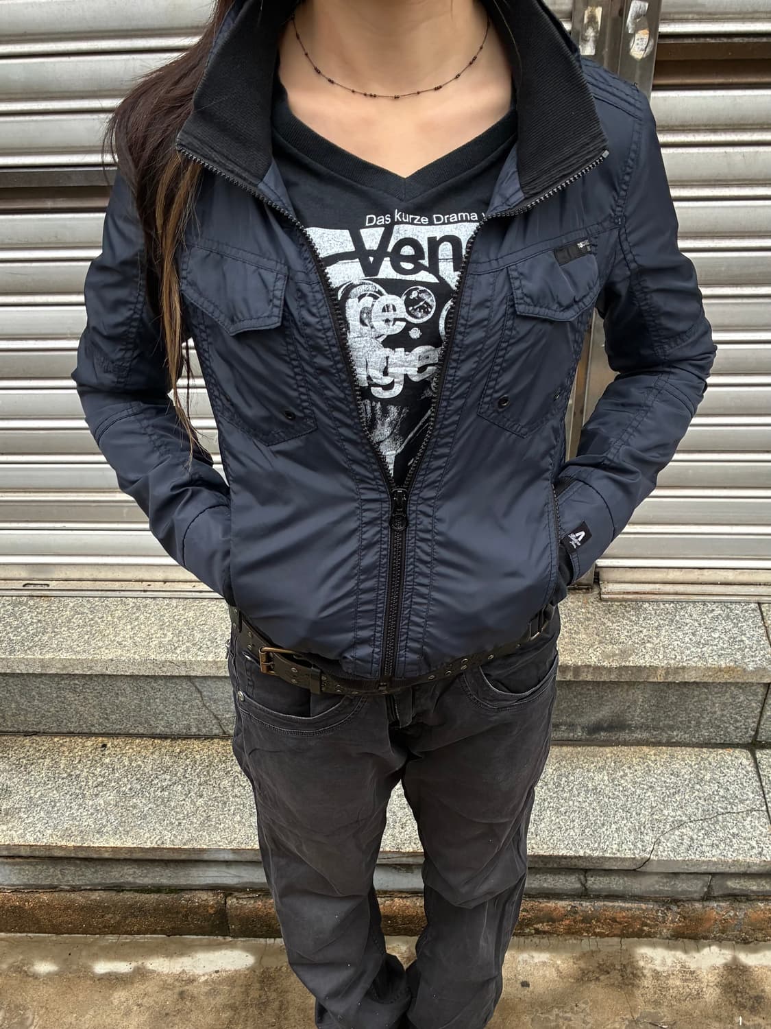 S)버커루 빈티지 여성 네이비 윈드브레이커 필드자켓 상품이미지1