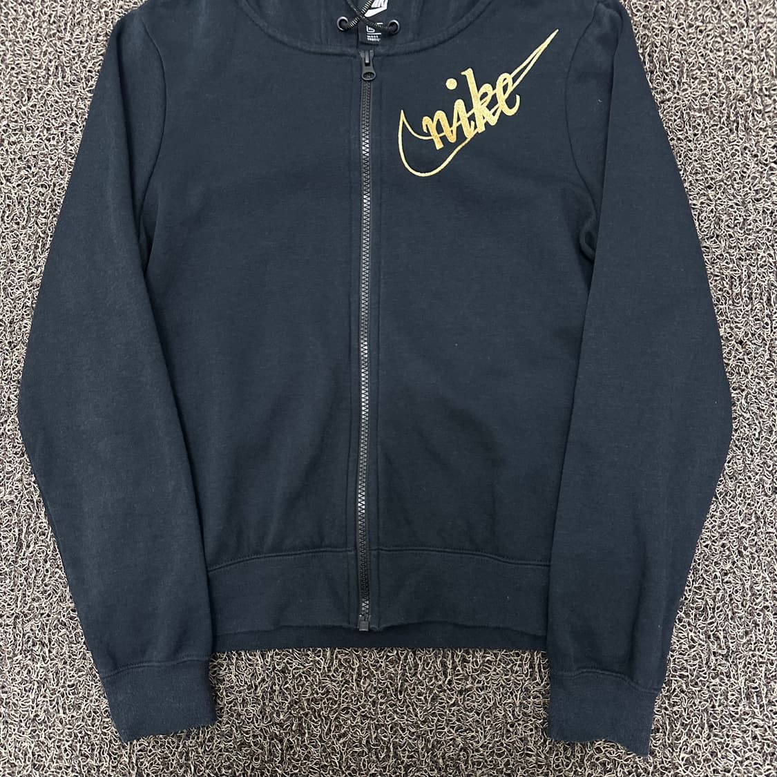 NIKE 나이키 기모 여성 금장 로고 후드집업 블랙 XS 상품이미지4
