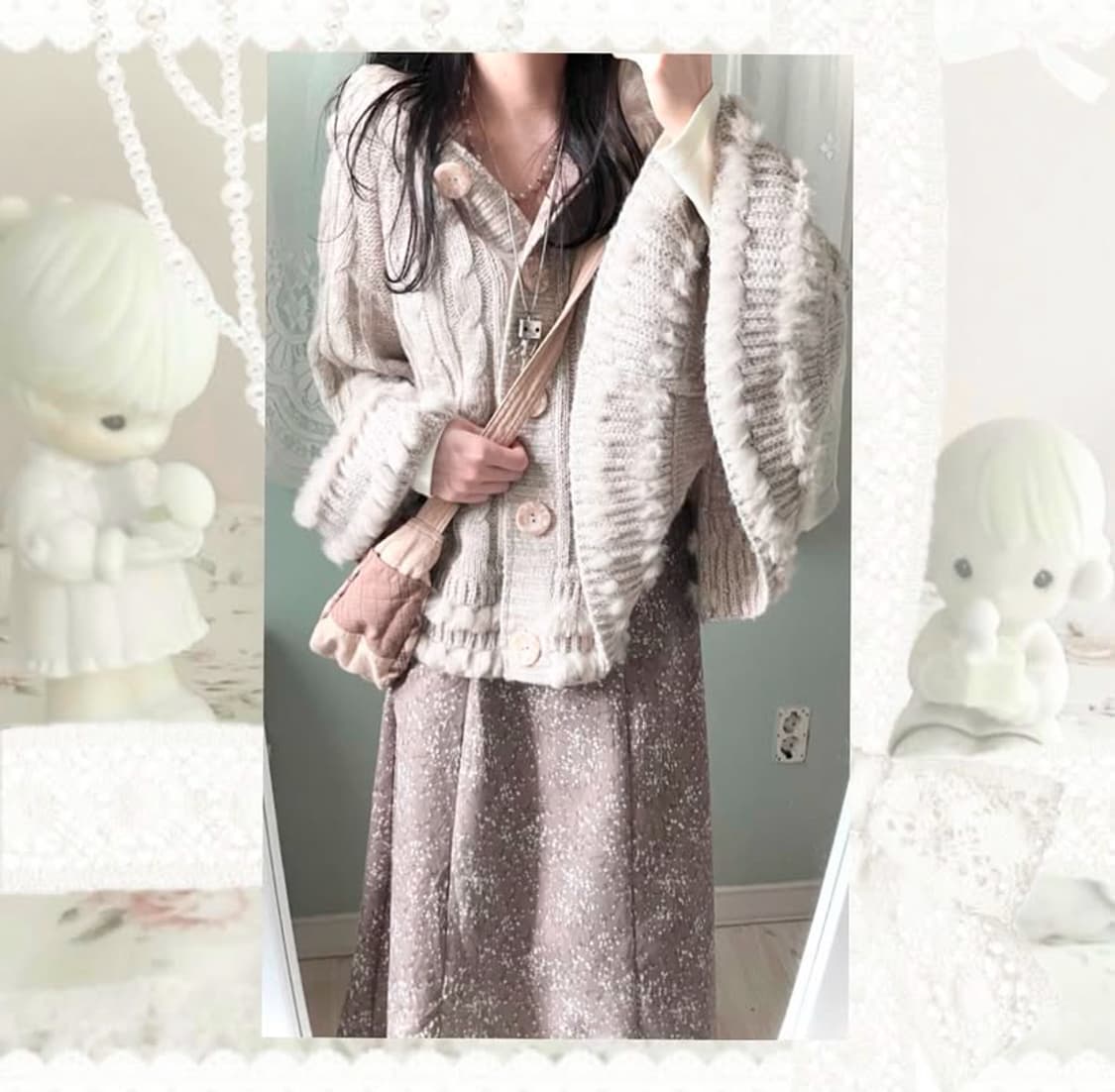 퍄뮤빈티지 파뮤빈티지 모리걸그런지페어리 롱 스커트 라떼갸루플로럴하구미일본 상품이미지2