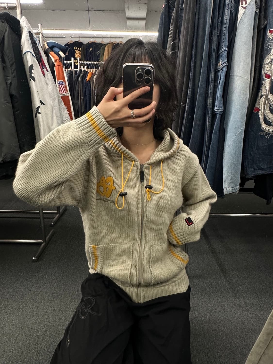 90)FUBU 후부 빈티지 플리스 로고 디테일 배색 스트링 후드집업 상품이미지3