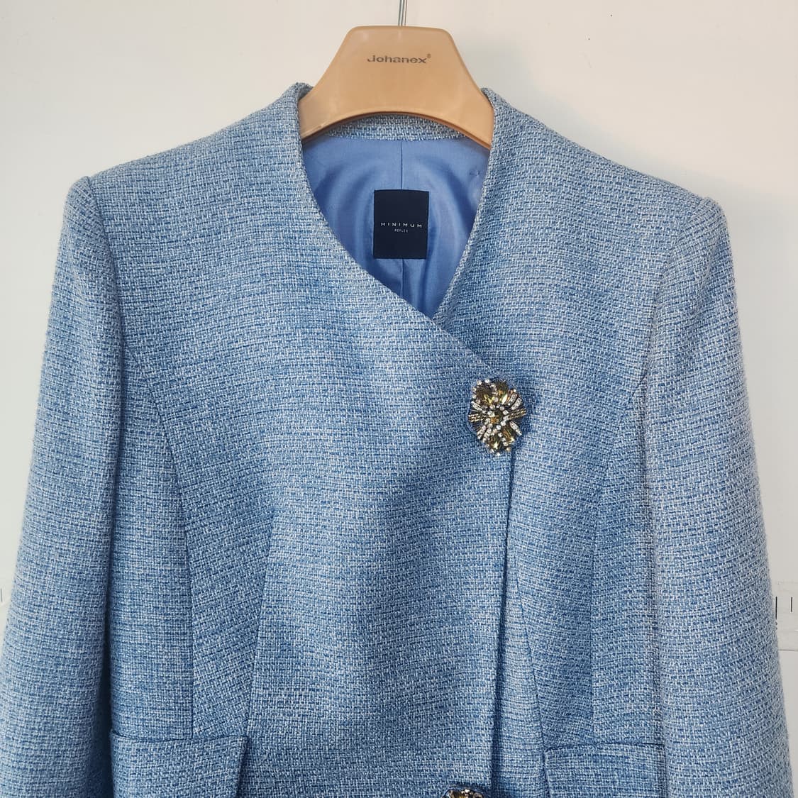 미니멈 트위드 롱 자켓 블루 상품이미지2