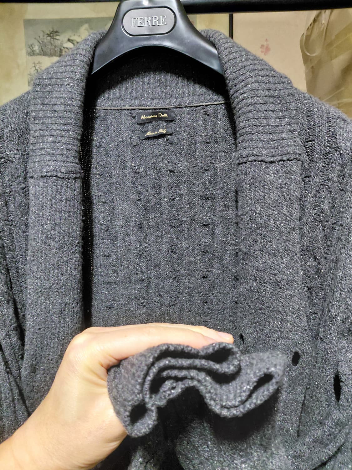 [마시모두띠]울,실크 혼방 케이블 더블 숄카라 가디건 L(105) 상품이미지9