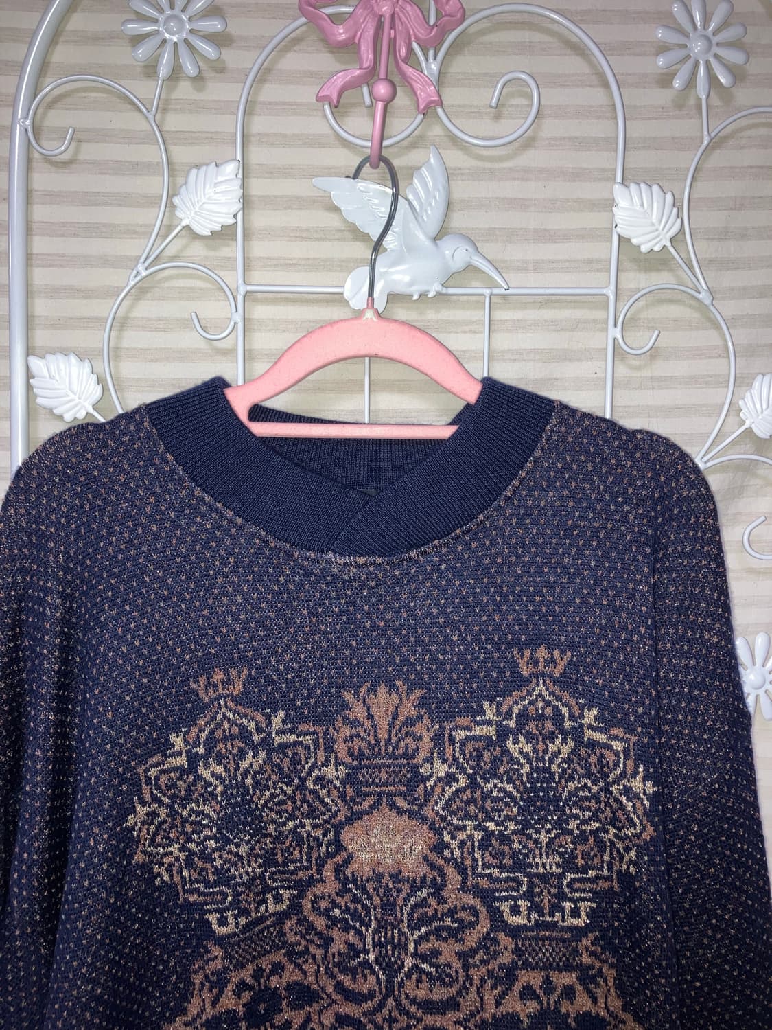 빈티지 네이비 보헤미안 니트 y2k 스트릿 갸루 펑키 일본빈티지537 상품이미지3