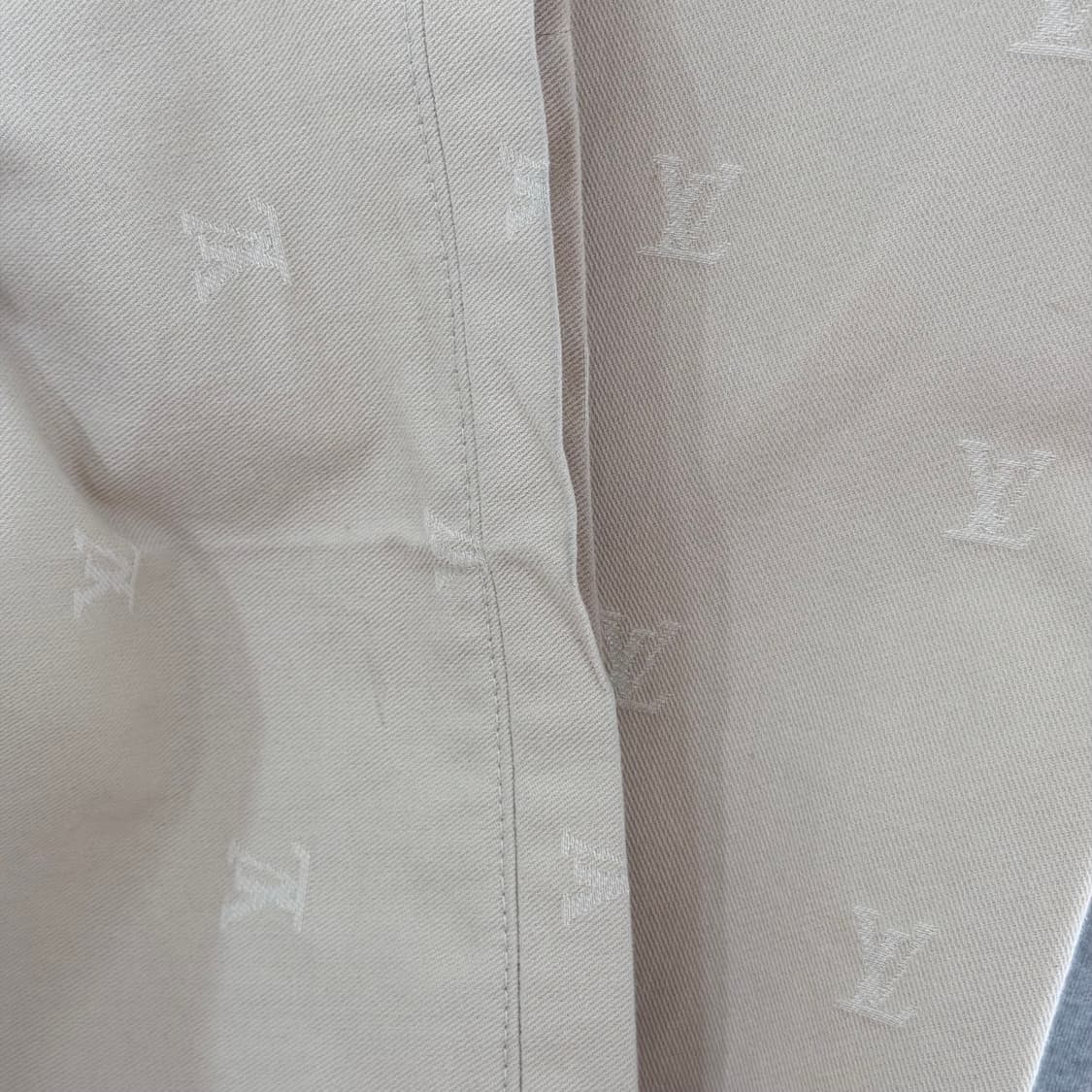 (A+/52) / 루이비통 레더 패치 코튼 치노 데님 팬츠 바지 베이지 상품이미지9