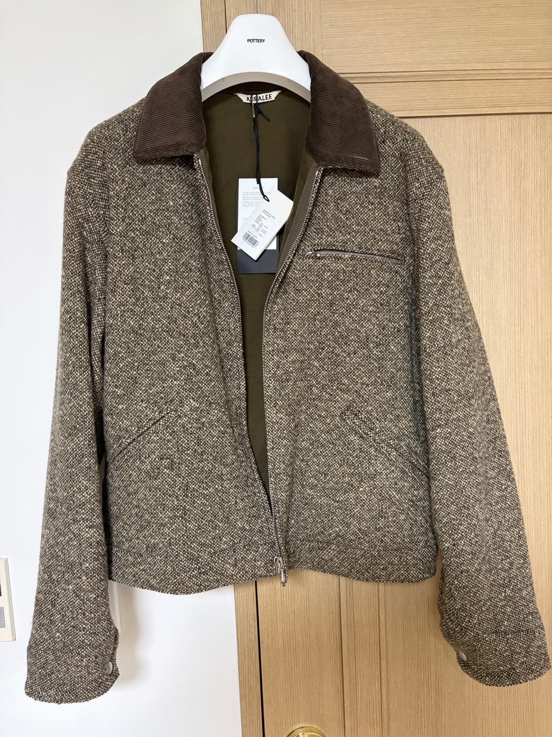 [4사이즈 새상품]오라리 25fw 홈스펀 트위드 블루종 브라운 상품이미지2