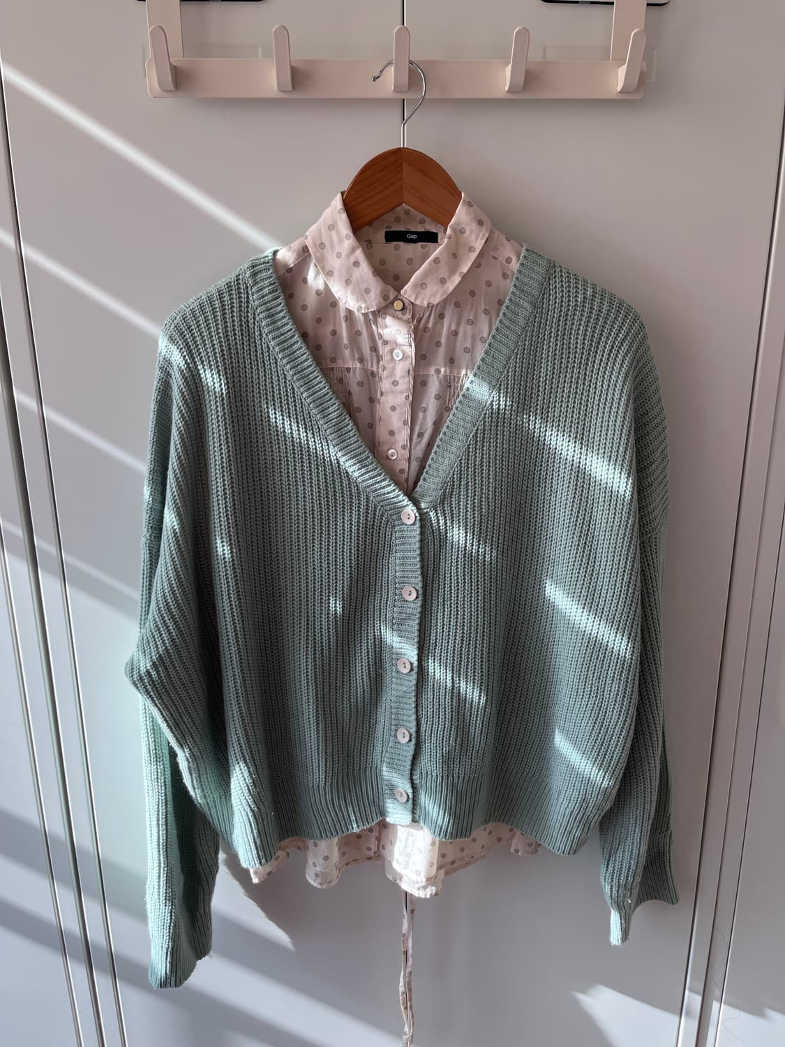 Vintage 민트 브이넥 여리핏 니트 가디건 상품이미지7