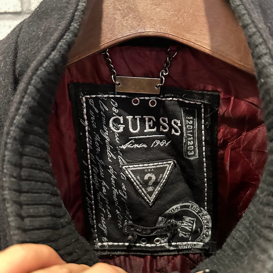 GUESS 게스 밀리터리 블루종 울 자켓 견장 디테일 블랙 상품이미지6