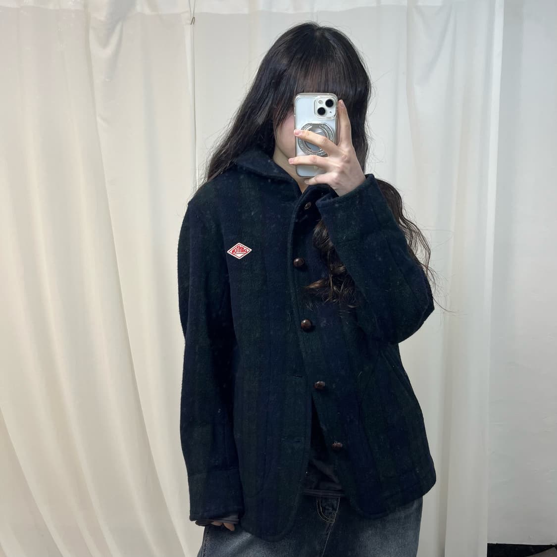 Danton Green Check Wool Short Coat 상품이미지1