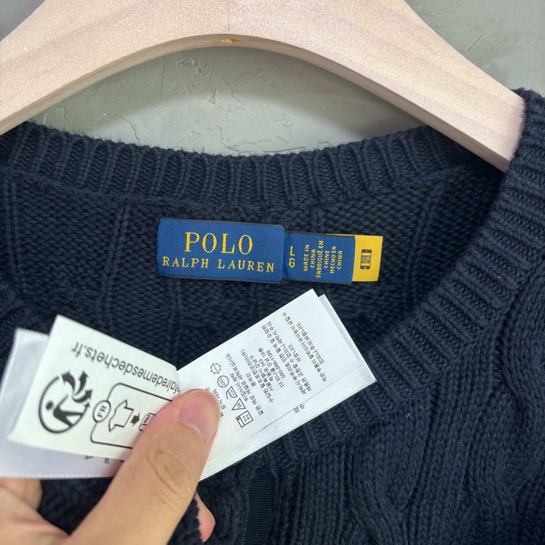 폴로 랄프로렌 꽈배기 니트 가디건 네이비 상품이미지3