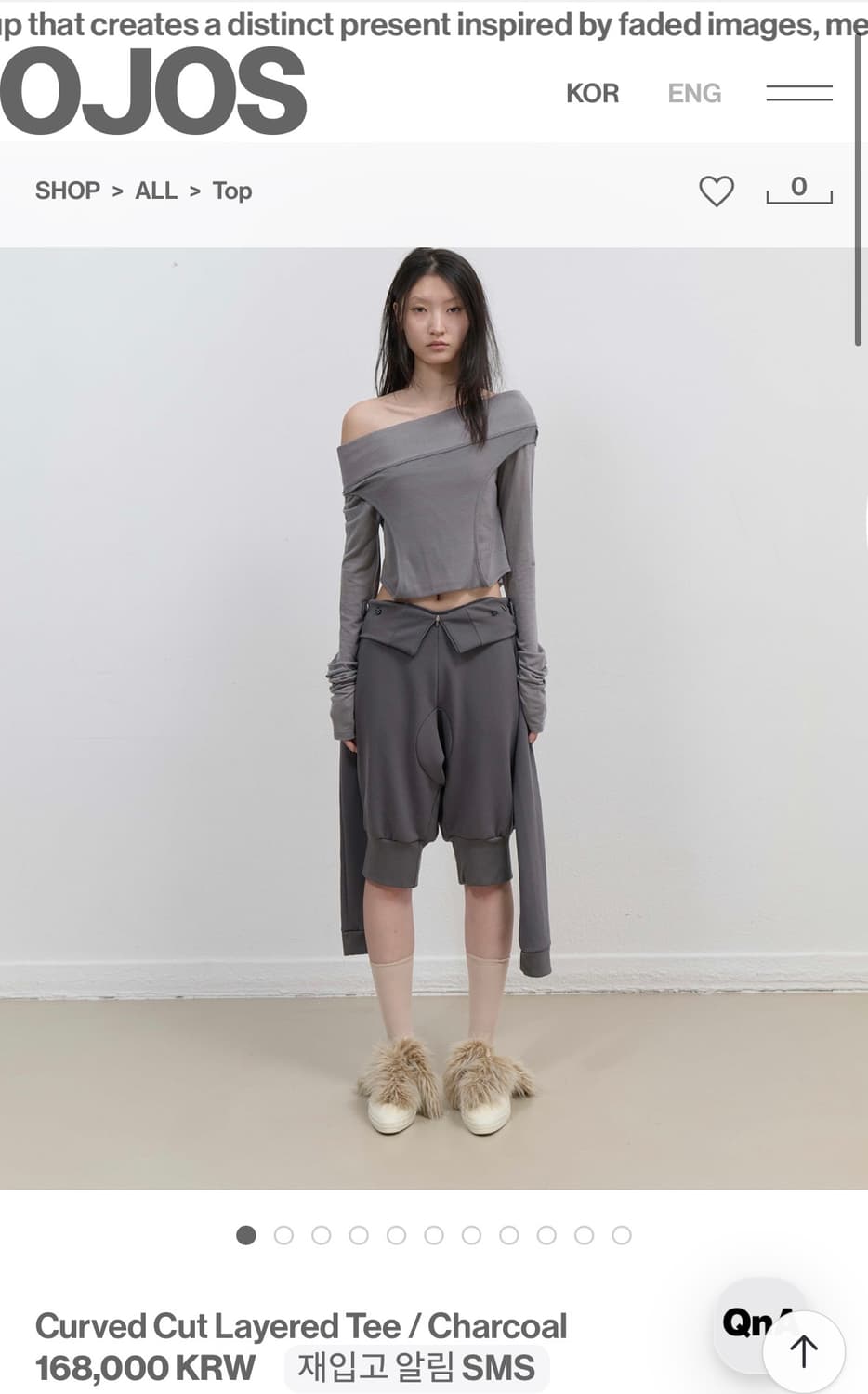 OJOS Curved Cut Layered Tee (Charcoal) 상품이미지2