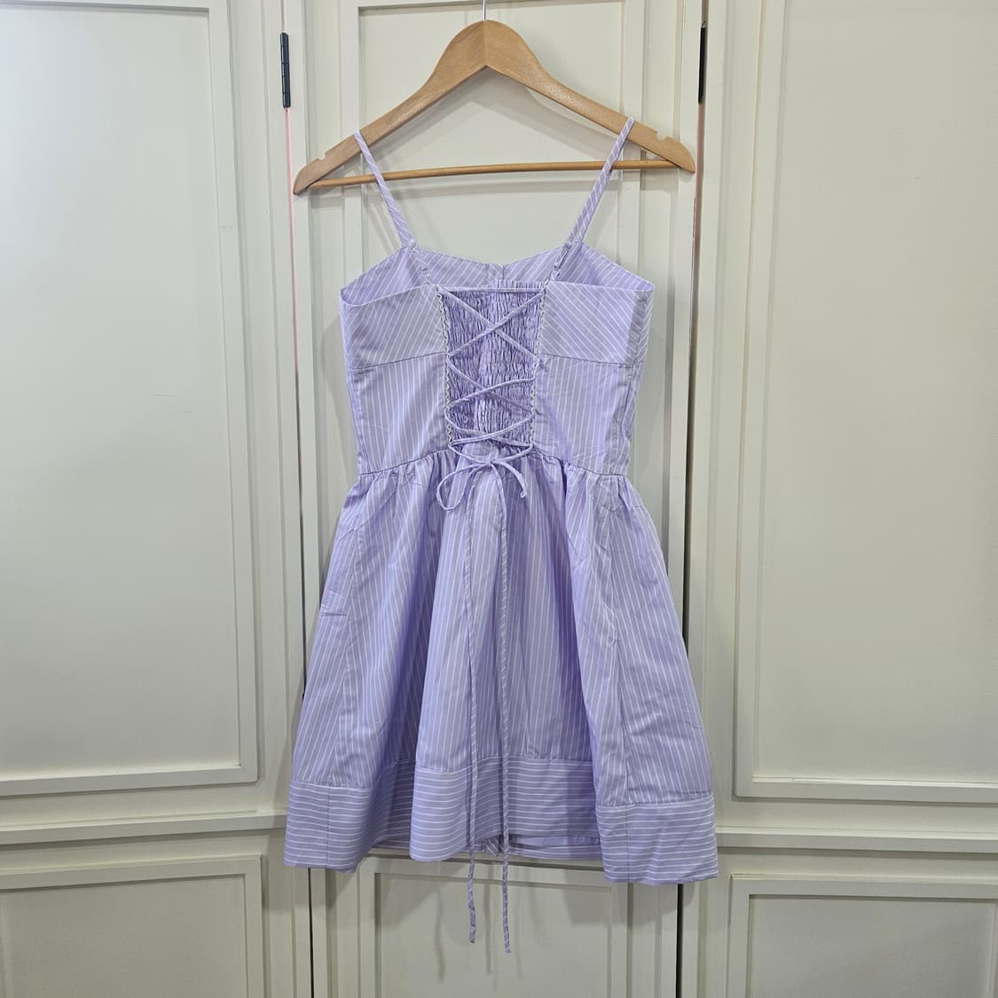 라벤더 스트라이프 끈 미니 원피스 상품이미지4
