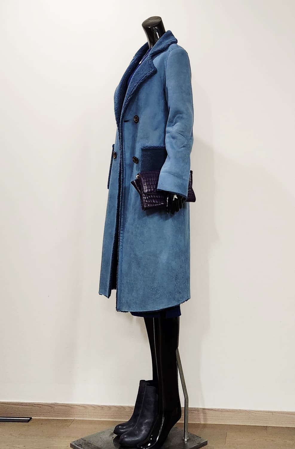 딥블루 양면 롱무스탕 상품이미지5