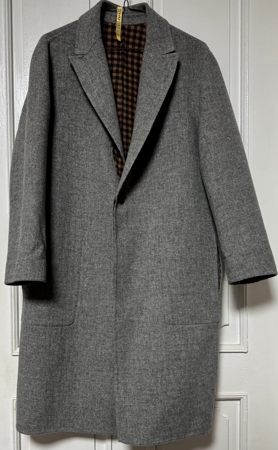 RePLAiN 리플레인 그레이/브라운 체크 리버시블 울코트 상품이미지1