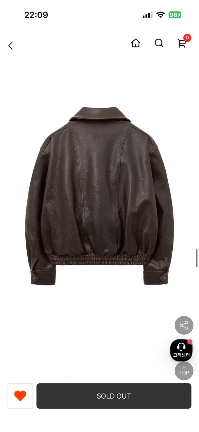 새상품25FW) 노이어 KKST 앤틱 카우 레더 하이넥 블루종/50브라운 상품이미지2