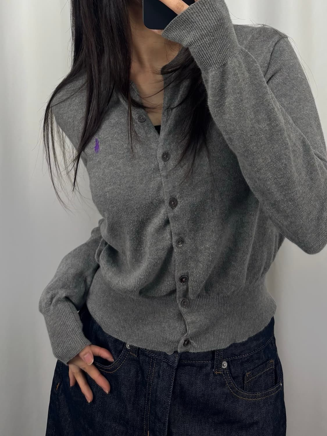 폴로 그레이 가디건 상품이미지1